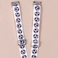 White straps with black & white Soccer balls repeating along length of material featuring Silver Metal hardware.