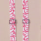 Rock'n Red Her-Rah Straps - white straps with red swirling pattern.